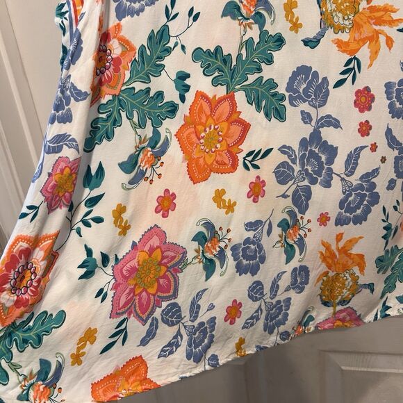 Rachel Zoe Short Sleeve Floral Blouse‎ Top Plus Size 2X Flutter Sleeve  Boho - Picture 4 of 6